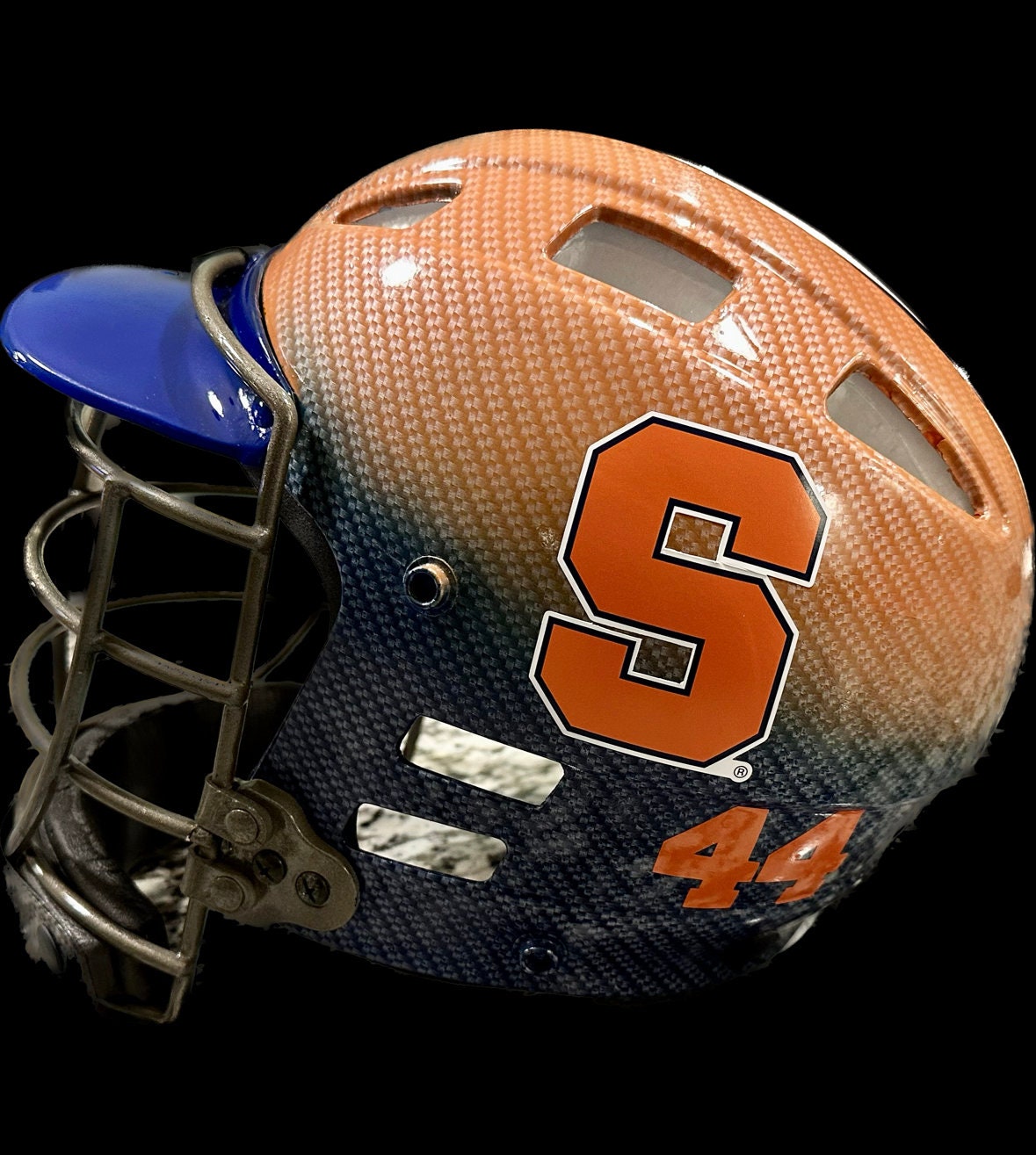 custom painting for football helmets Custom Syracuse University Lacrosse Helmet – Mendon Custom Wood & Paint