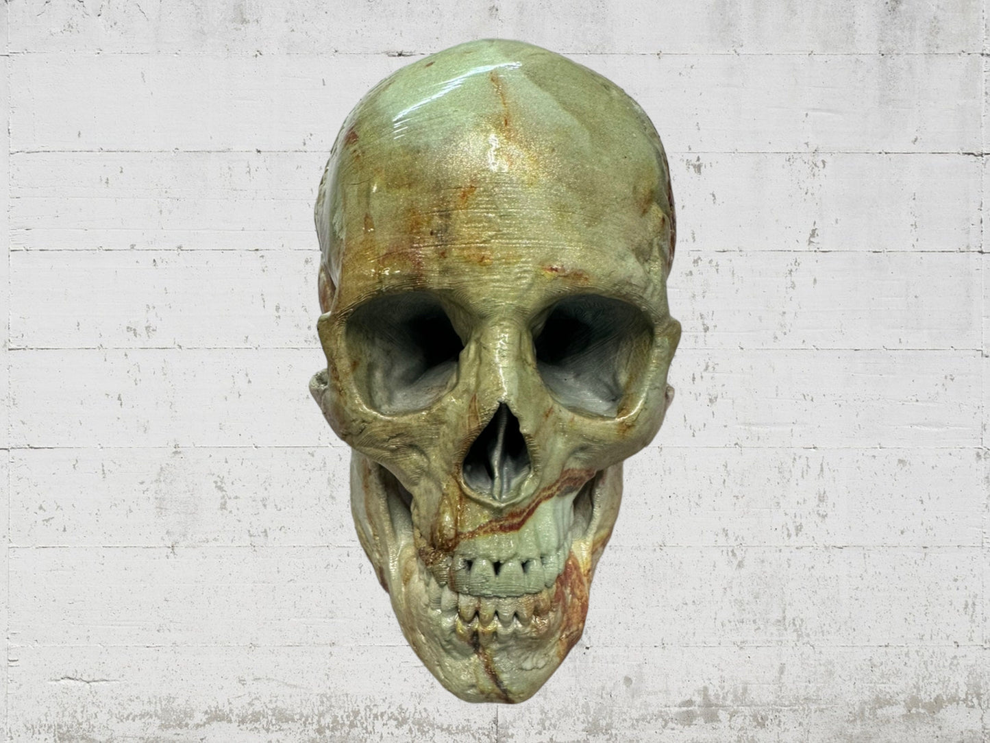 Unique, Custom 3D Printed Skull Hydrographic Dipped in a Marble Pattern!