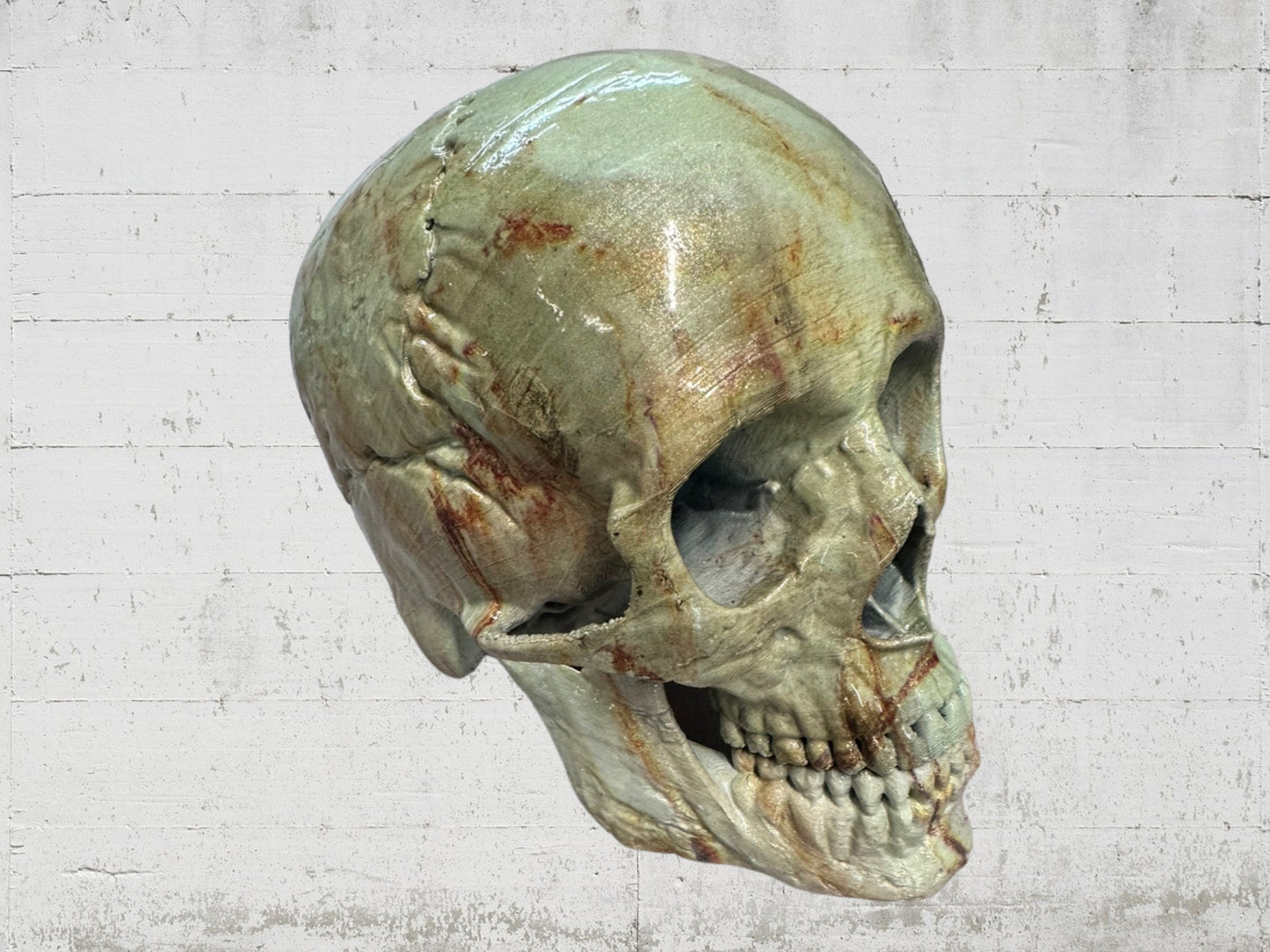 Unique, Custom 3D Printed Skull Hydrographic Dipped in a Marble Pattern!