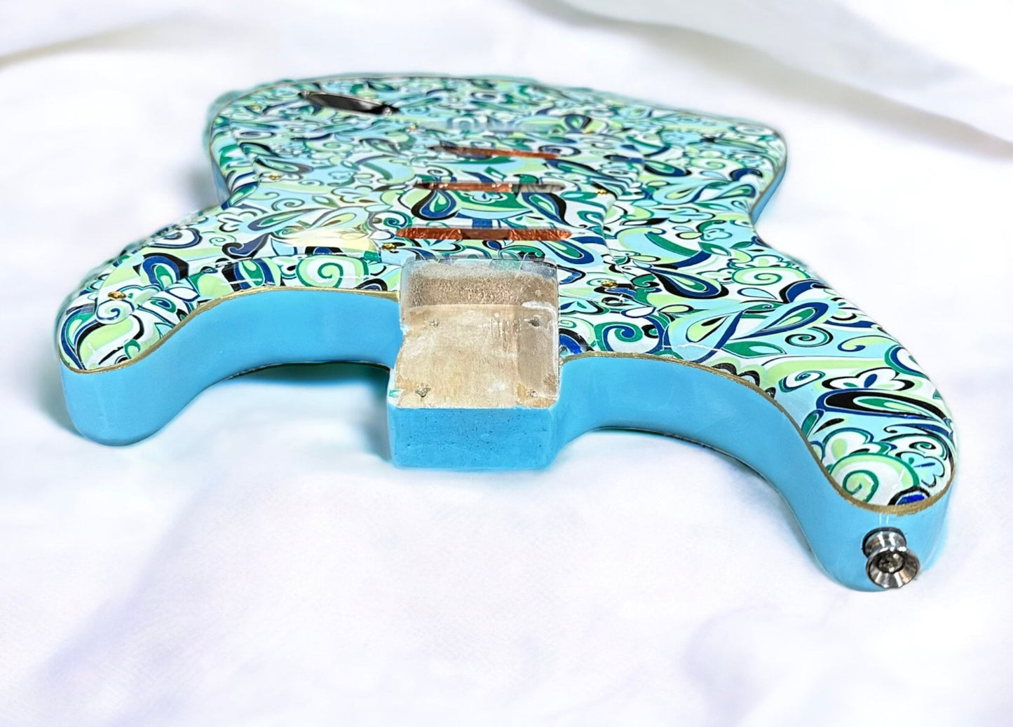 Fender Stratocaster Body- Custom Paisley Design and Blue with Gold Trim