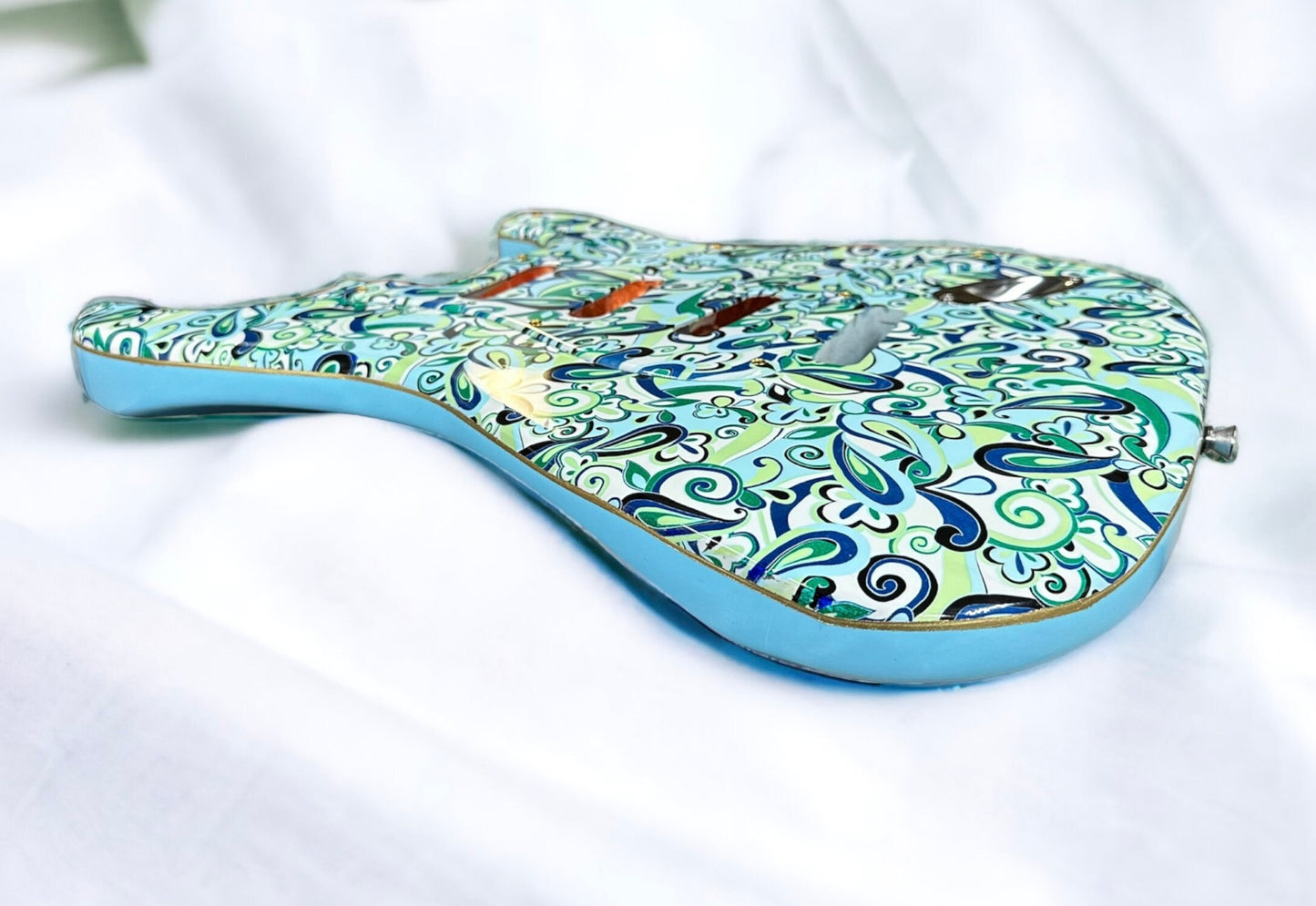 Fender Stratocaster Body- Custom Paisley Design and Blue with Gold Trim