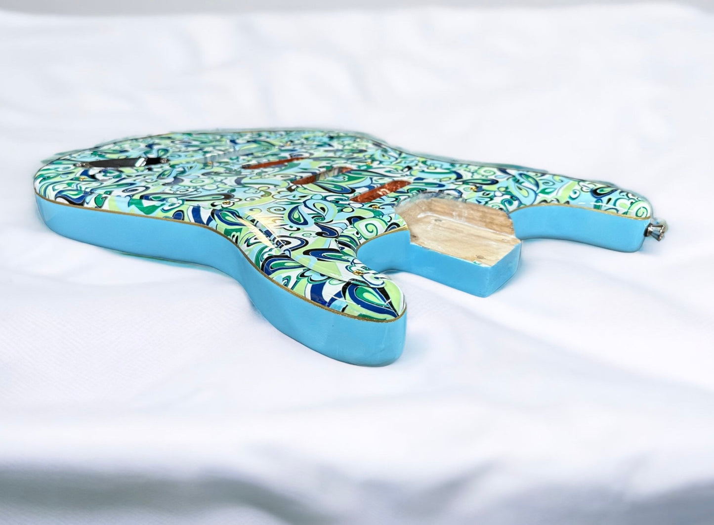 Fender Stratocaster Body- Custom Paisley Design and Blue with Gold Trim