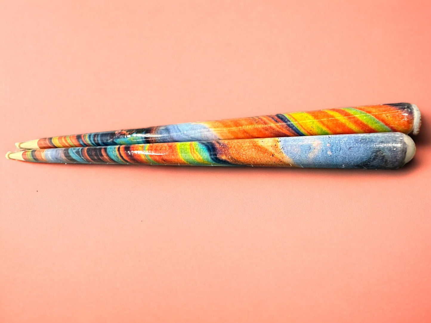 Custom Hickory 5B Drumsticks-Tie-Dye patter