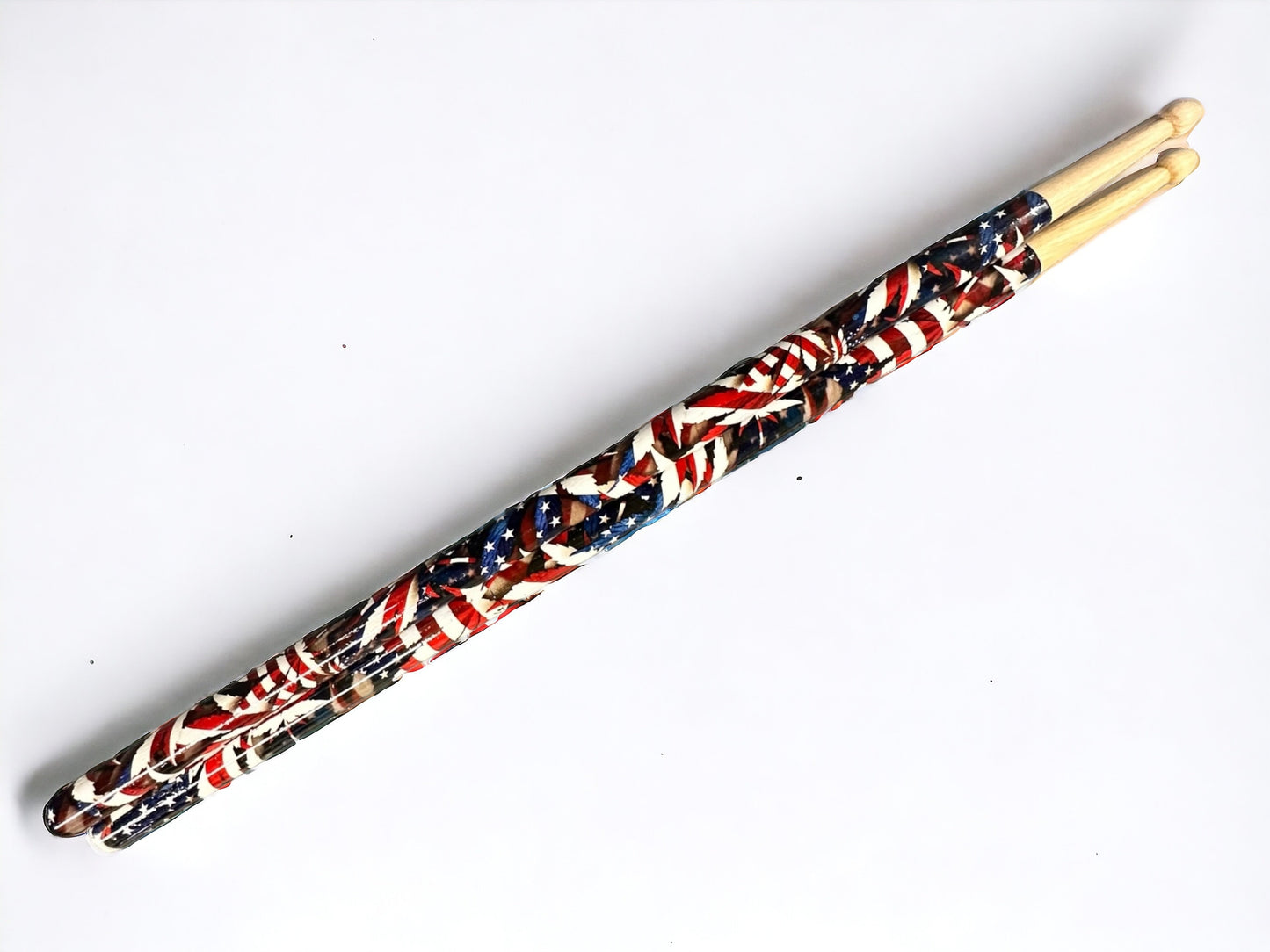 Custom Hickory 5B Drumsticks-American Flag and Subtle "420" Pattern