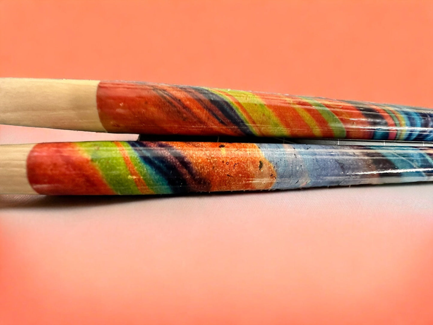 Custom Hickory 5B Drumsticks-Tie-Dye patter