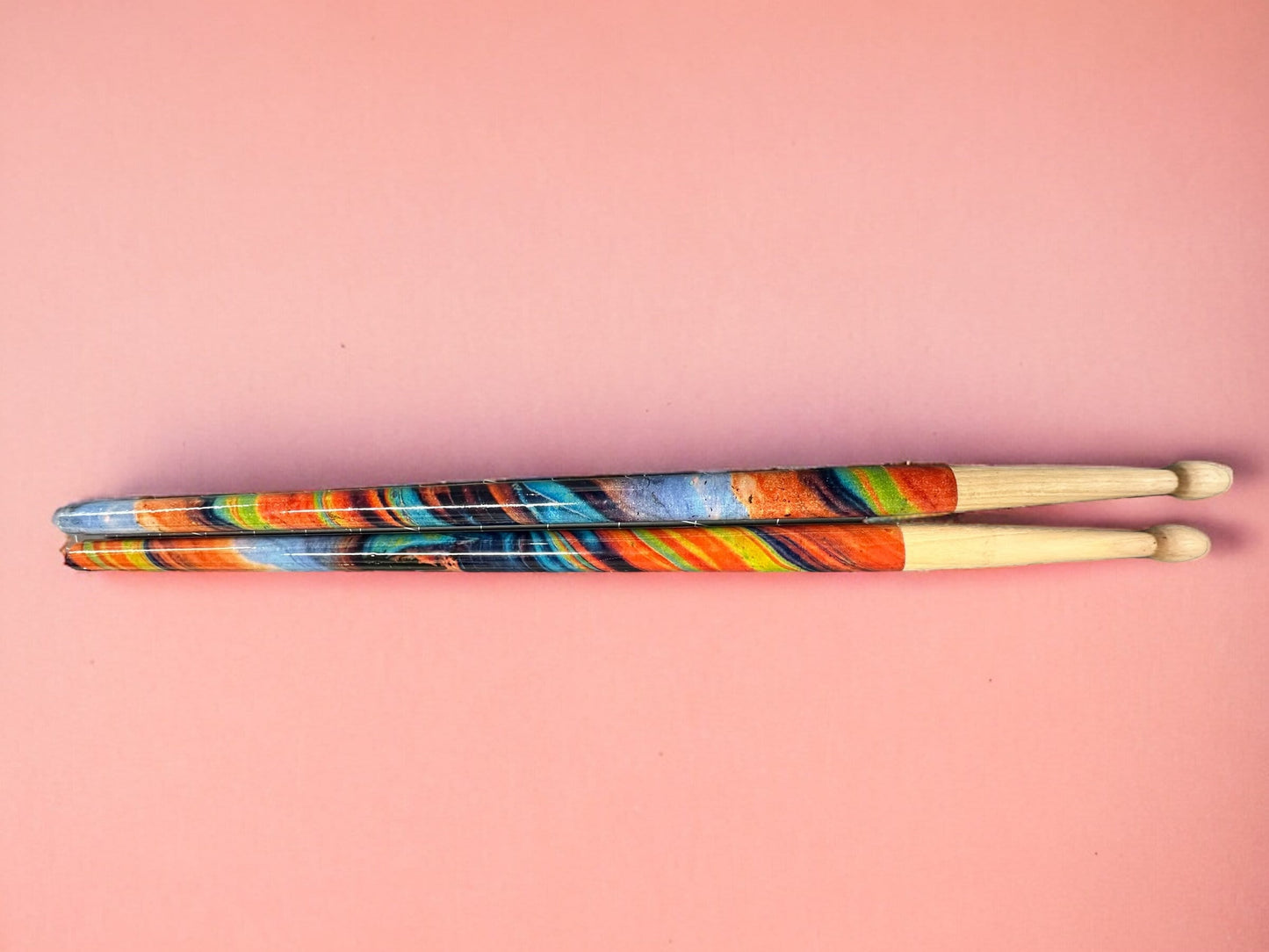 Custom Hickory 5B Drumsticks-Tie-Dye patter