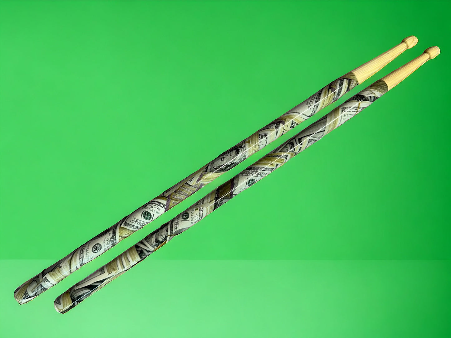 Custom Hickory 5A Drumsticks-Hundred Dollar Bills Pattern!