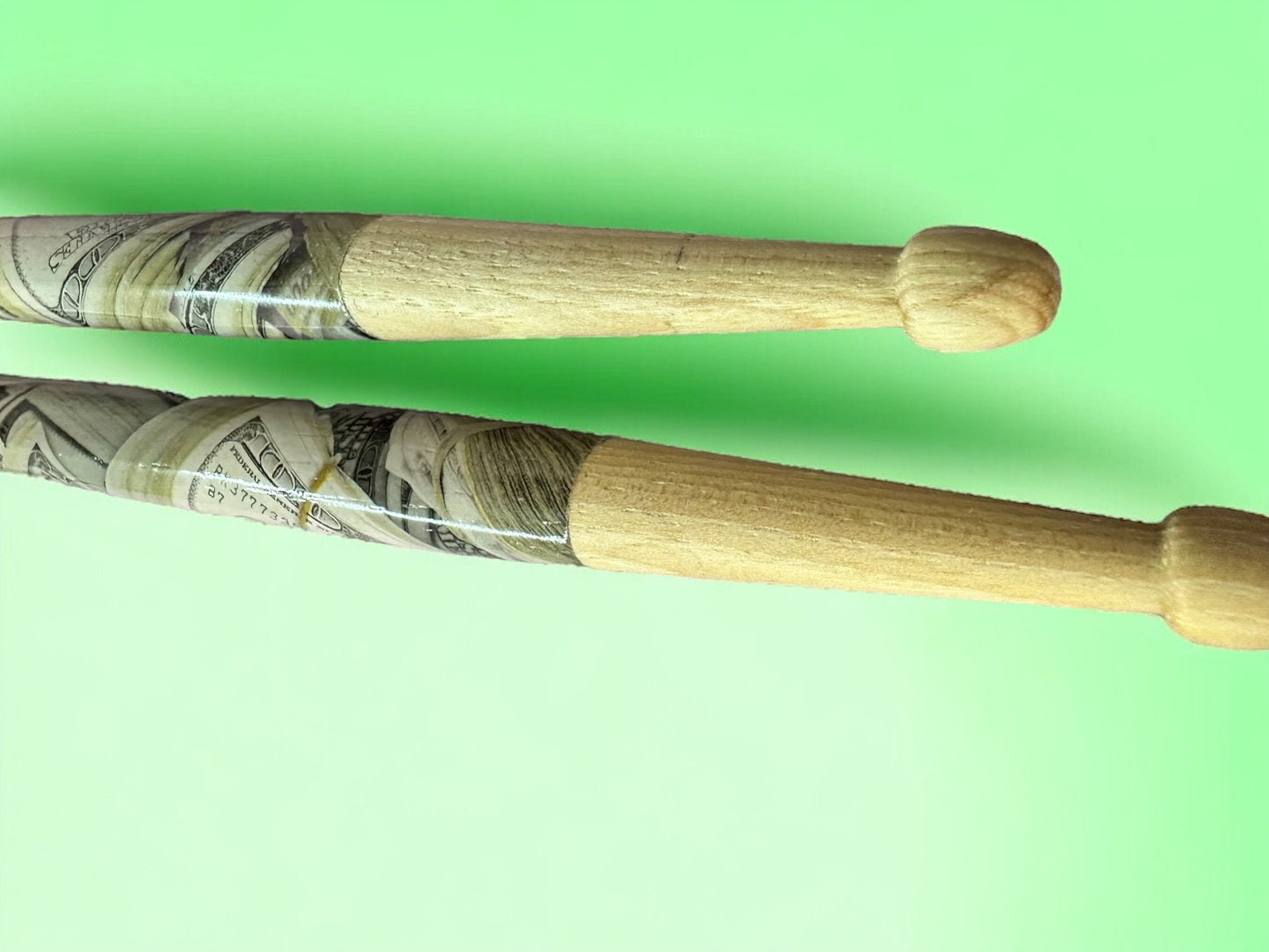 Custom Hickory 5A Drumsticks-Hundred Dollar Bills Pattern!