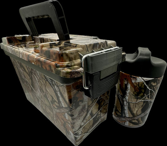 Custom Camo Ammo/Lunch/Tackle/Tool Box-.30 Caliber Size & 16 oz. Thermos