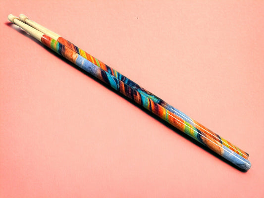 Custom Hickory 5B Drumsticks-Tie-Dye patter